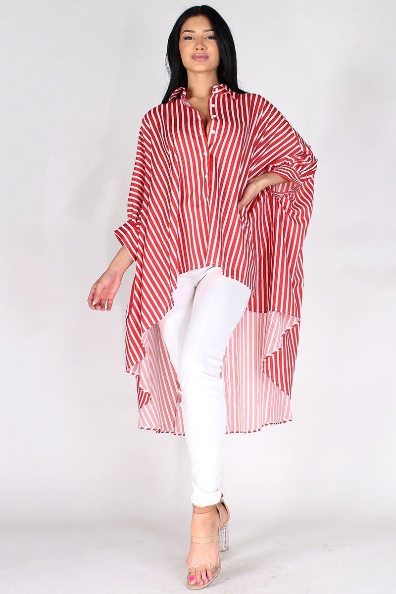 Hi Low Dolman Sleeve Stripe Top