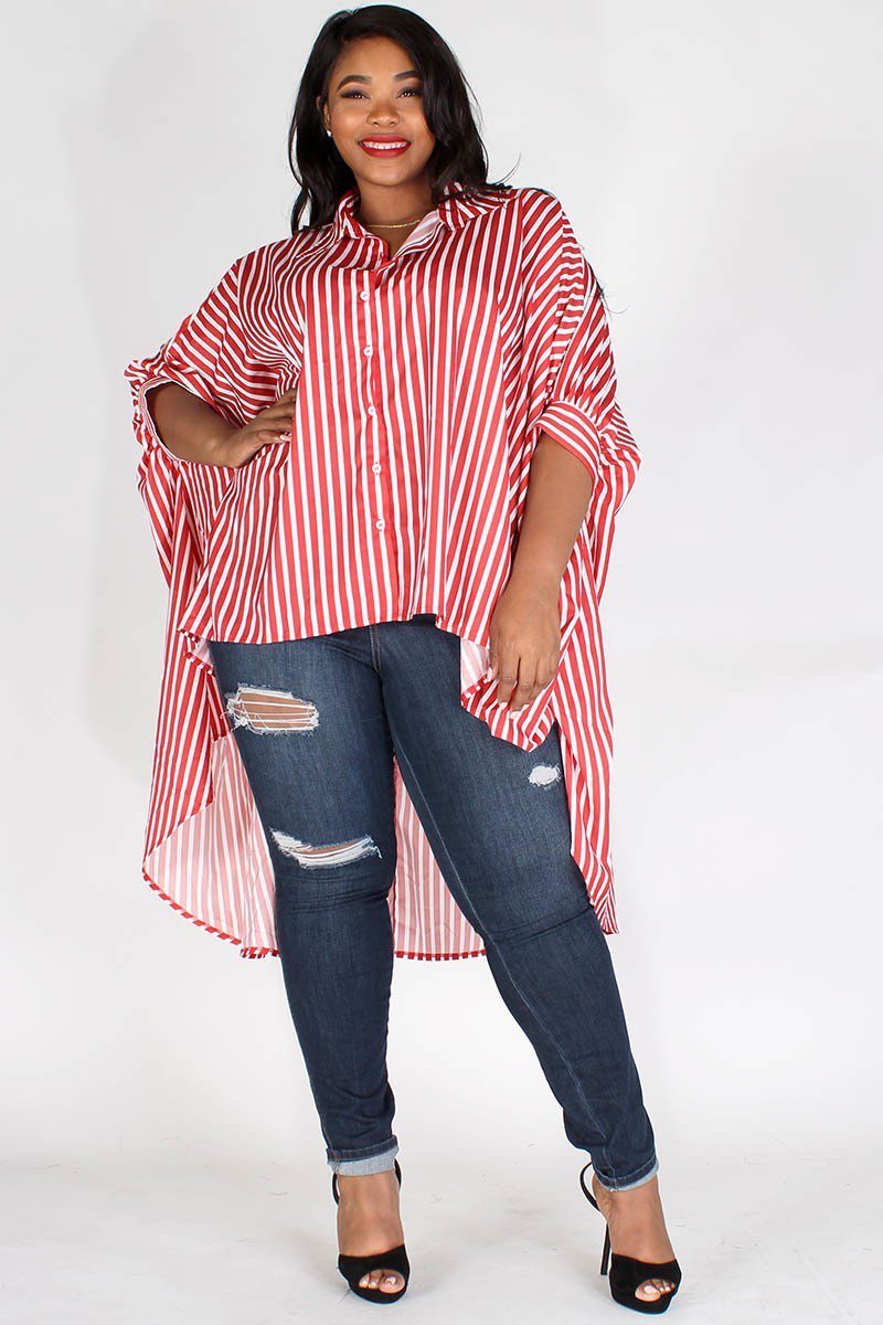 Hi Low Dolman Sleeve Stripe Top